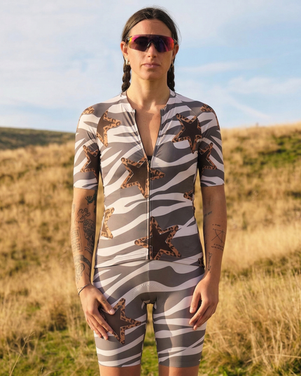 ROCKBROS Women's Modern Camo Zebra-Leopard Hybrid Star Jersey