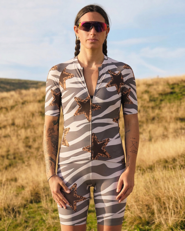 ROCKBROS Women's Modern Camo Zebra-Leopard Hybrid Star Jersey