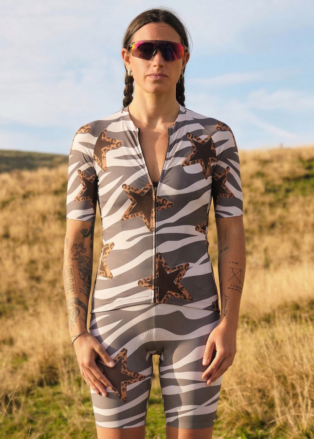 ROCKBROS Women's Modern Camo Zebra-Leopard Hybrid Star Jersey