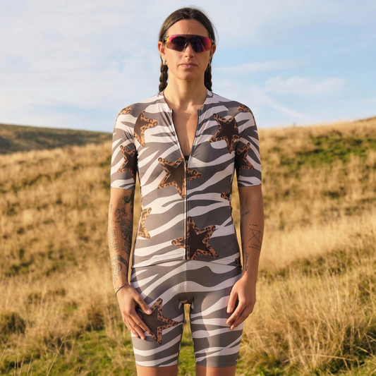 ROCKBROS Women's Modern Camo Zebra-Leopard Hybrid Star Jersey