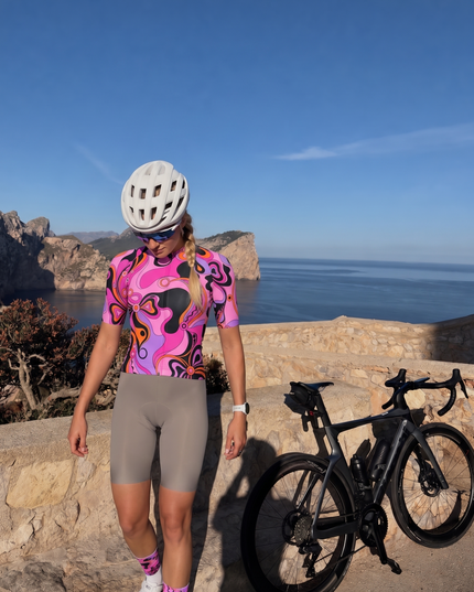 ROCKBROS Retro Pink Psychedelic Swirl Floral Cycling Socks