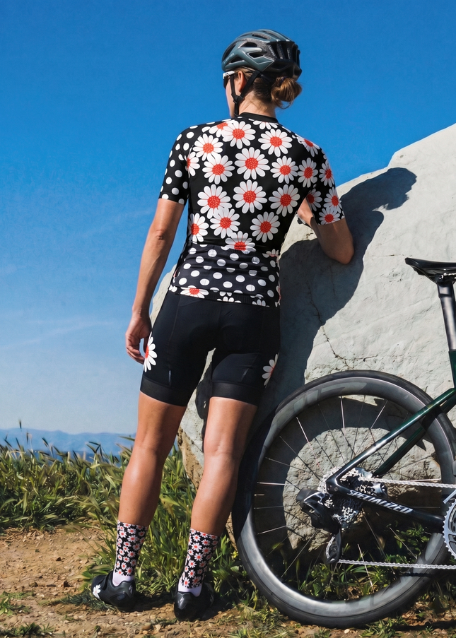 ROCKBROS Women's Retro Daisy & Polka Dot Fusion Heritage Cycling Set