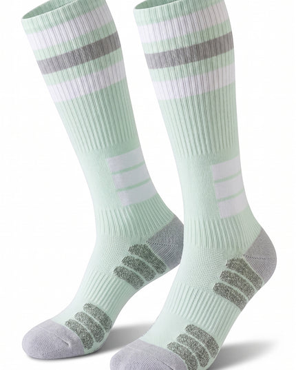 Knee-High Striped Mint Green Cycling Socks
