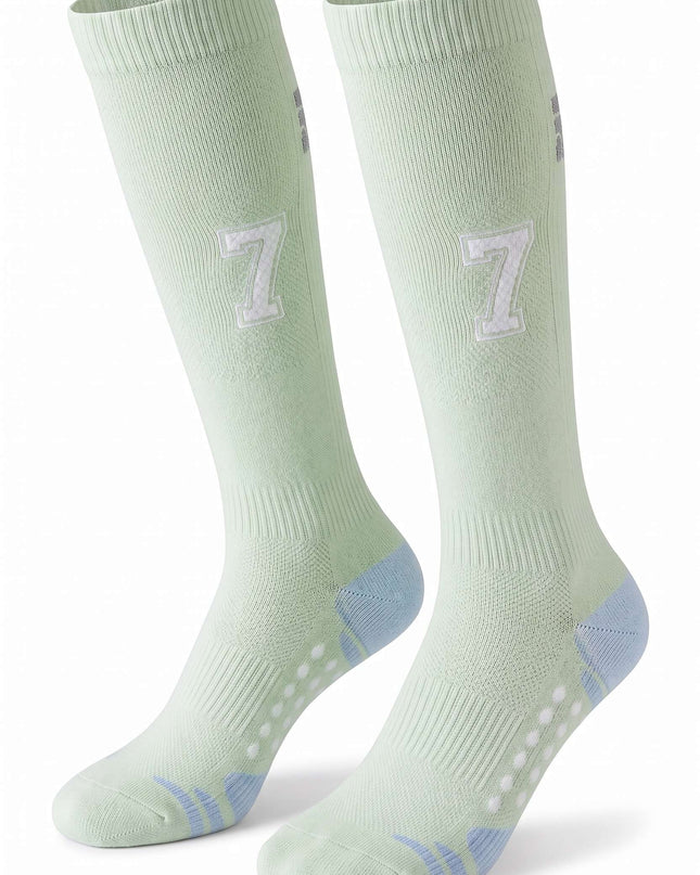Reflective Knee-High Light Mint Cycling Socks