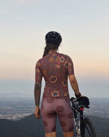 ROCKBROS Women's Vintage Crimson Meadow Botanical Cycling Jersey