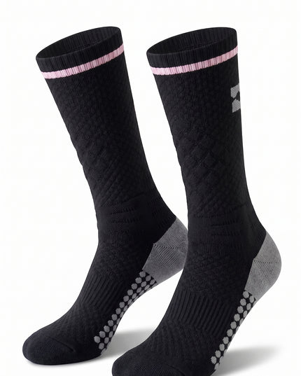 Reflective Pink Trim Black Cycling Socks