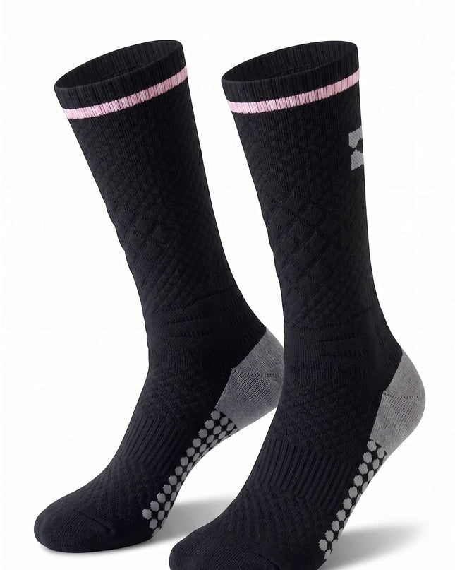 Reflective Pink Trim Black Cycling Socks
