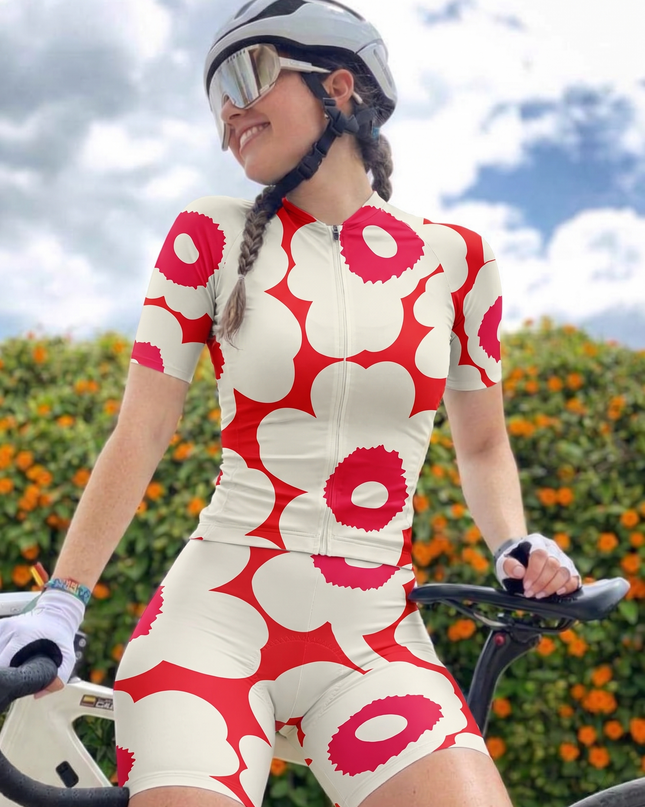 ROCKBROS Women's Retro Poppy Bloom High-Performance Cycling Bibs