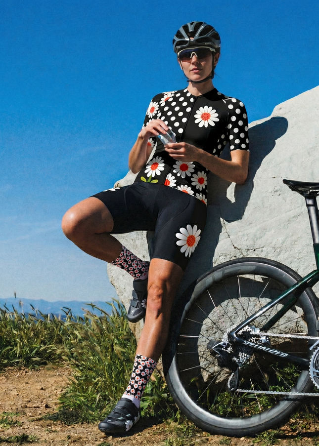 ROCKBROS Women's Retro Daisy & Polka Dot Fusion Heritage Cycling Set