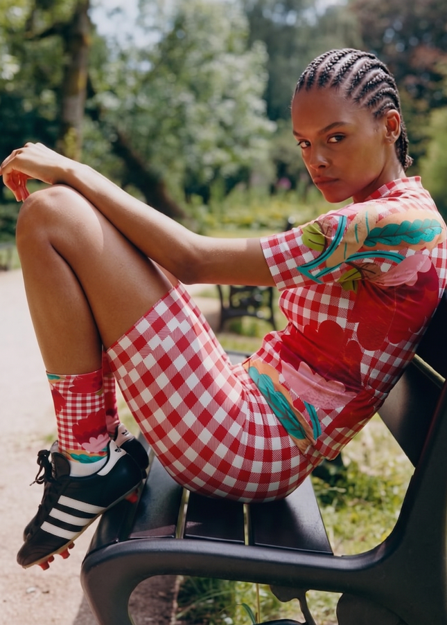 ROCKBROS Women's Red Gingham Floral Cycling Set