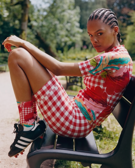 ROCKBROS Women's Red Gingham Floral Cycling Jersey