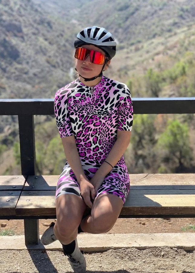 ROCKBROS Women's Violet Leopard Pro-Performance Breathable Aero Jersey