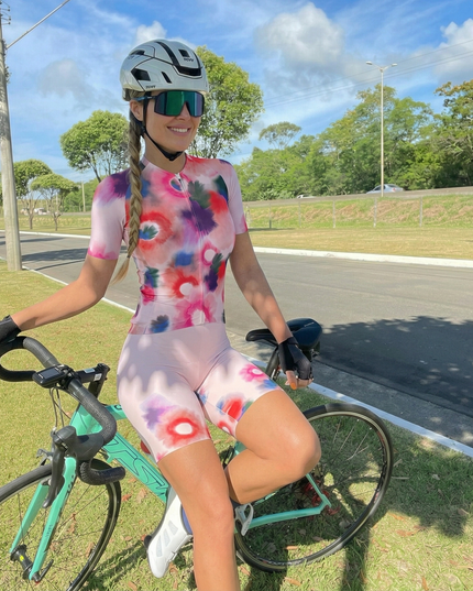 ROCKBROS Women's Watercolor Bloom Pro Padded Cycling Shorts