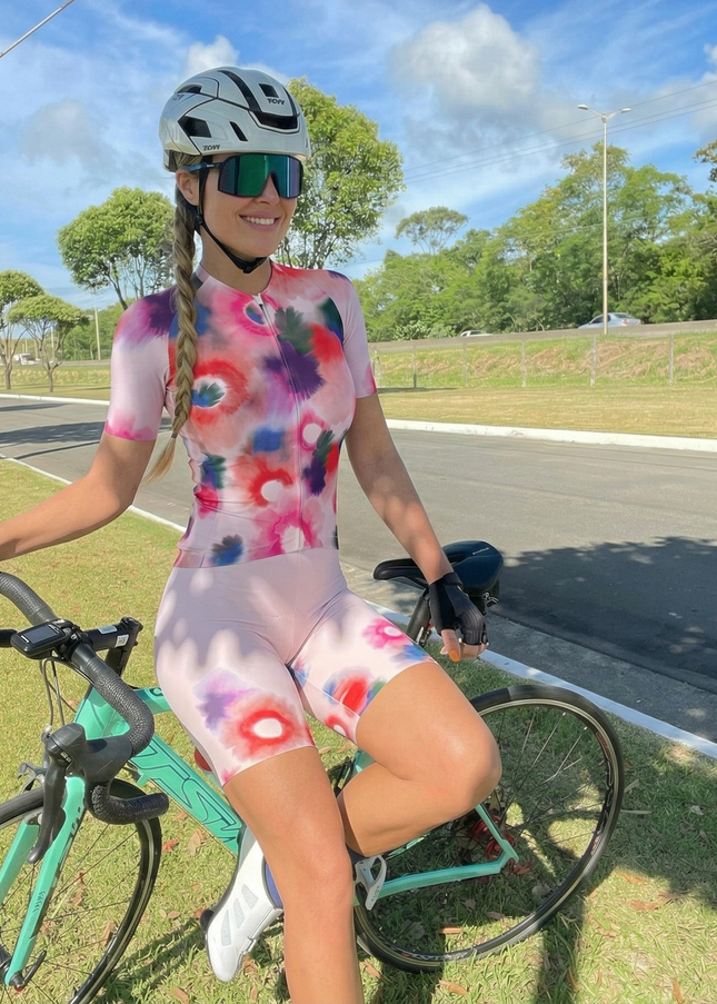 ROCKBROS Women's Watercolor Bloom Pro Padded Cycling Shorts