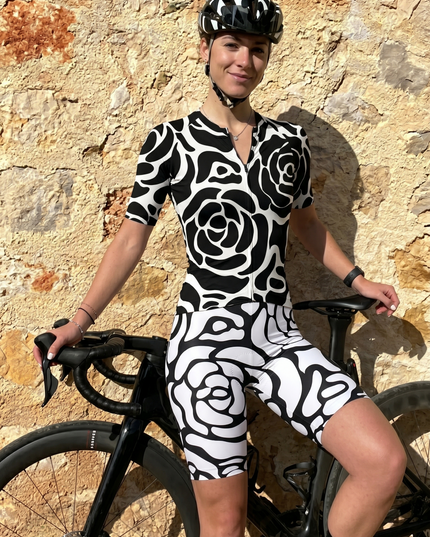 ROCKBROS Women's Noir Abstract Rose Flow Pro Aero Cycling Jersey