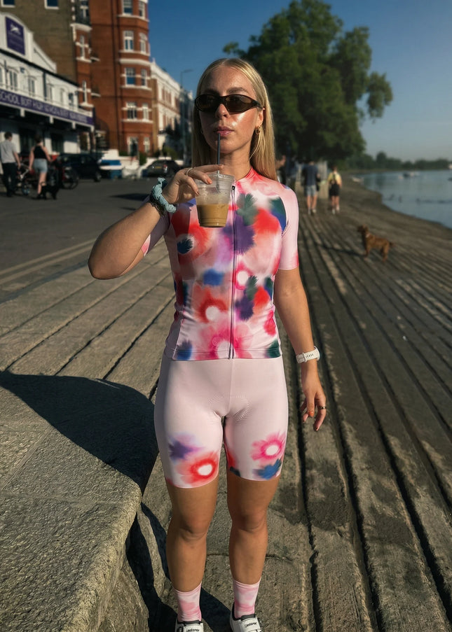 ROCKBROS Women's Watercolor Bloom Pro Padded Cycling Shorts