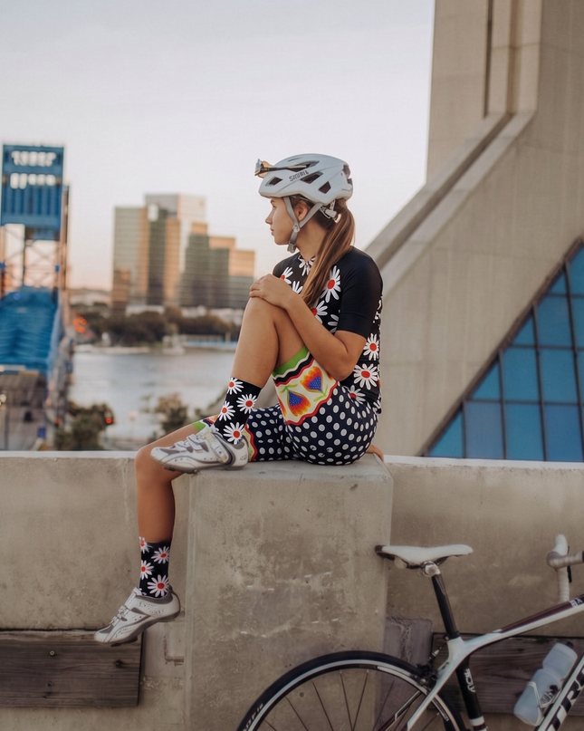 ROCKBROS Women's Daisy Print Cycling Jersey