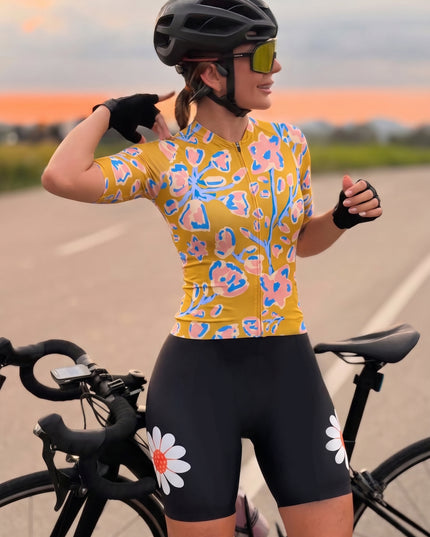 ROCKBROS Women's Early Morning Flower Painterly Floral Pro Aero Cycling Jersey