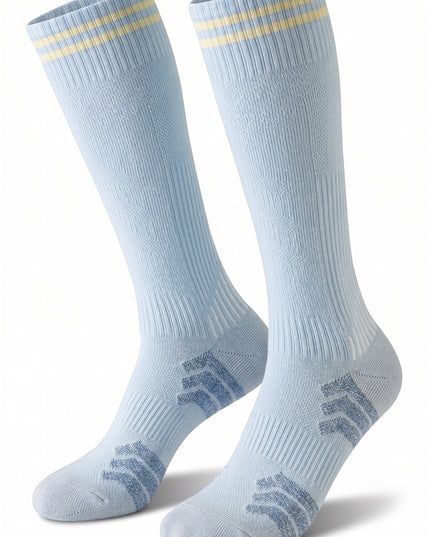 Knee-High Striped Light Blue Cycling Socks