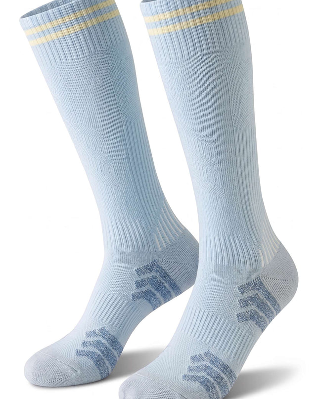 Knee-High Striped Light Blue Cycling Socks