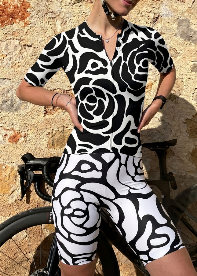 ROCKBROS Women's Noir Abstract Rose Flow Pro Aero Cycling Set