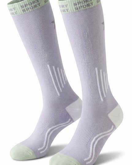 Reflective Knee-High Sport Lavender Cycling Socks