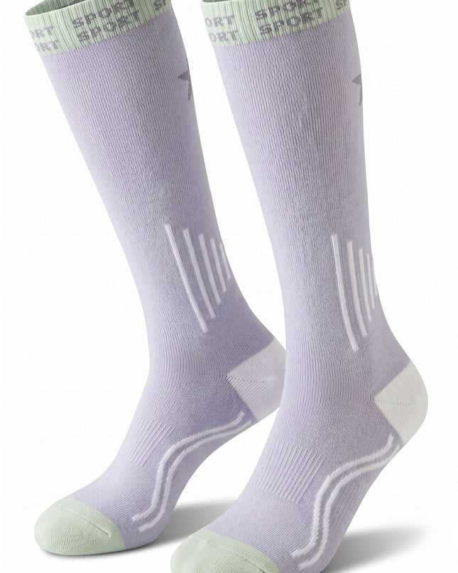 Reflective Knee-High Sport Lavender Cycling Socks