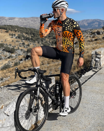ROCKBROS Wild Leopard Dots Split Long Sleeve Pro Aero Cycling Jersey