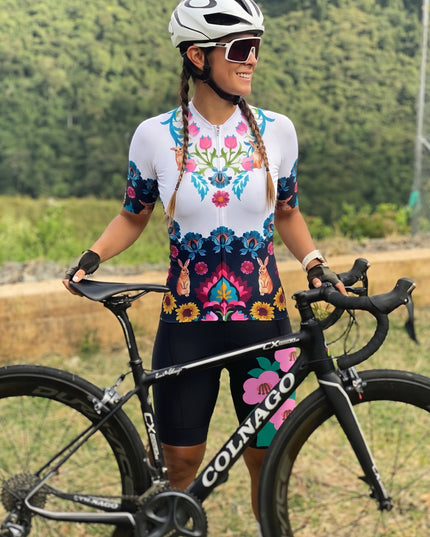 ROCKBROS Women's Bohemian Folk Bunny Garden Pro Aero Cycling Jersey