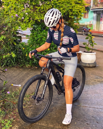 ROCKBROS Women's Navy Geometric Stripe Cycling Jersey