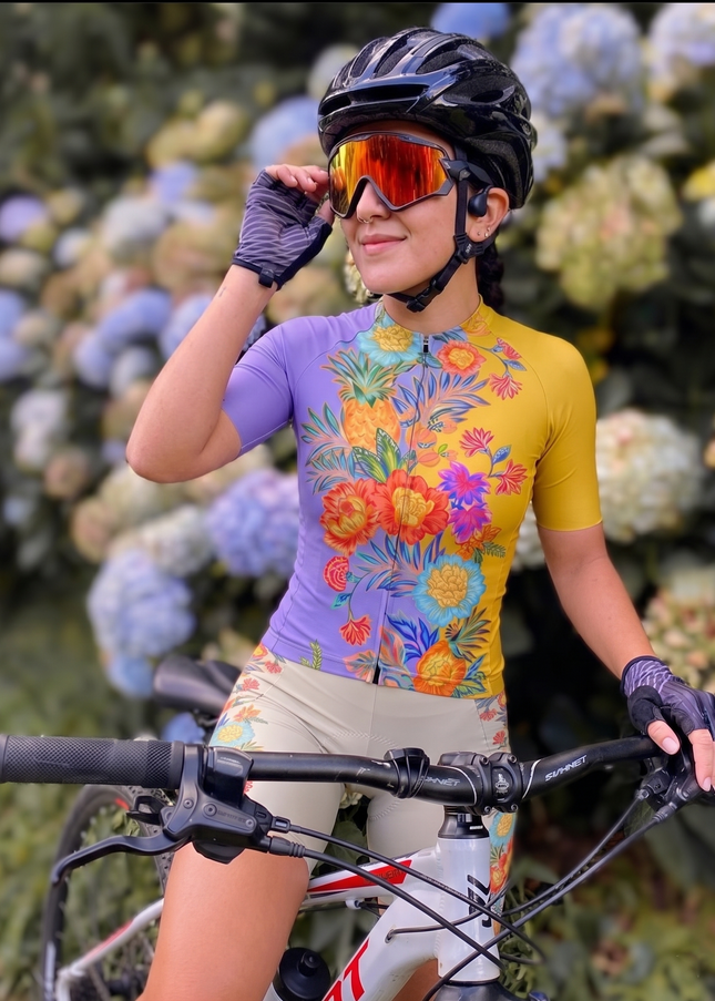 ROCKBROS Women's Tropical Punch Pineapple & Floral High-Contrast Pro Aero Set