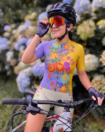 ROCKBROS Women's Tropical Punch Pineapple & Floral High-Contrast Pro Aero Jersey