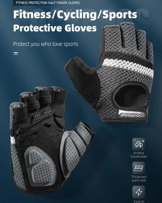 ROCKBROS Women Men's Cycling Gloves Fitness Breatahble SBR Shockproof Fingerless Gloves Moto MTB Bike Gloves Bicycle Accessories