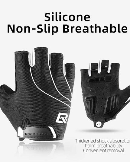 ROCKBROS Cycling Gloves Half Finger Shockproof Wear Resistant Breathable MTB Road Bicycle Gloves Men Women Sports Bike Equipment