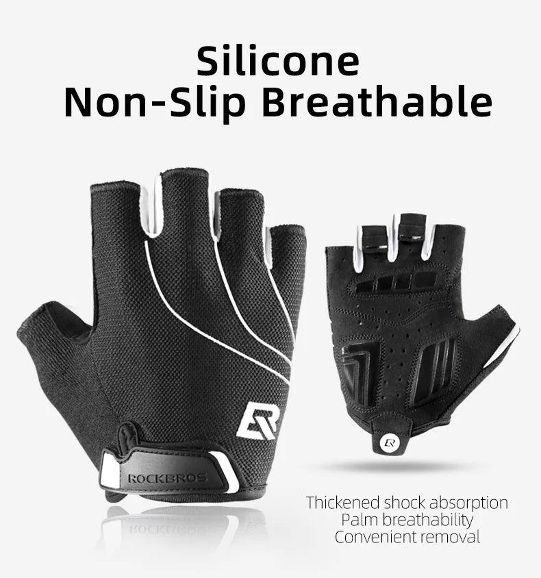 ROCKBROS Cycling Gloves Half Finger Shockproof Wear Resistant Breathable MTB Road Bicycle Gloves Men Women Sports Bike Equipment