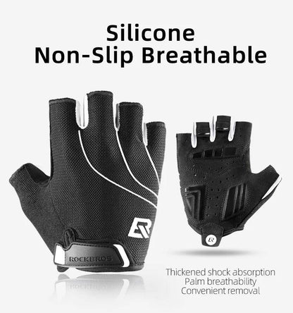 ROCKBROS Cycling Gloves Half Finger Shockproof Wear Resistant Breathable MTB Road Bicycle Gloves Men Women Sports Bike Equipment