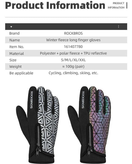 ROCKBROS Winter Bicycle Gloves Touch Screen Thermal Fleece Climbing Skiing Bike Gloves Men Women Windproof Warm Cycling Gloves
