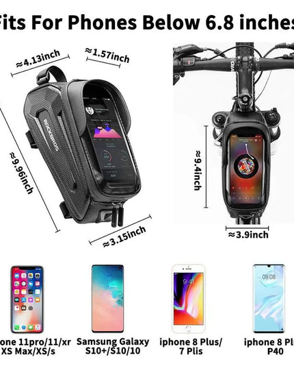 ROCKBROS Bicycle Bag Waterproof Touch Screen Cycling Bag Top Front Tube Frame MTB Road Bike Bag 6.5 Phone Case Bike Accessories