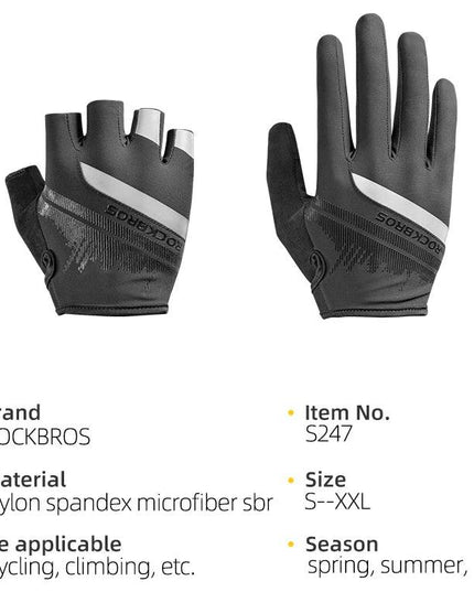 ROCKBROS Cycling Men's Gloves Spring Autumn Bike Cycling Gloves Sports Shockproof Breathable MTB Mountain Bike Gloves Motorcycle