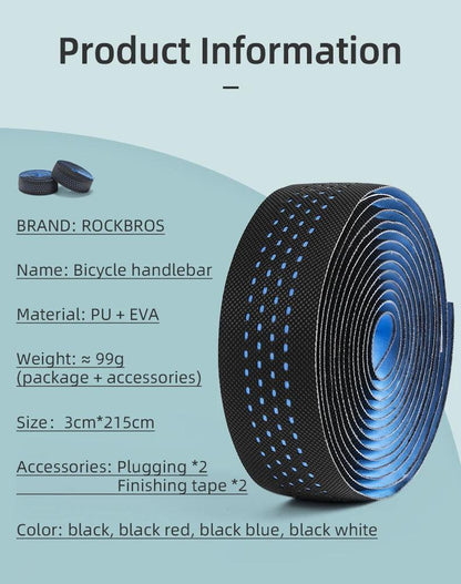 ROCKBROS Handlebar Tape PU Eva Anti-slip Wrap Soft Breathable Shockproof Road Tape End Bar MT Bicycle Grips Cycling Accessories