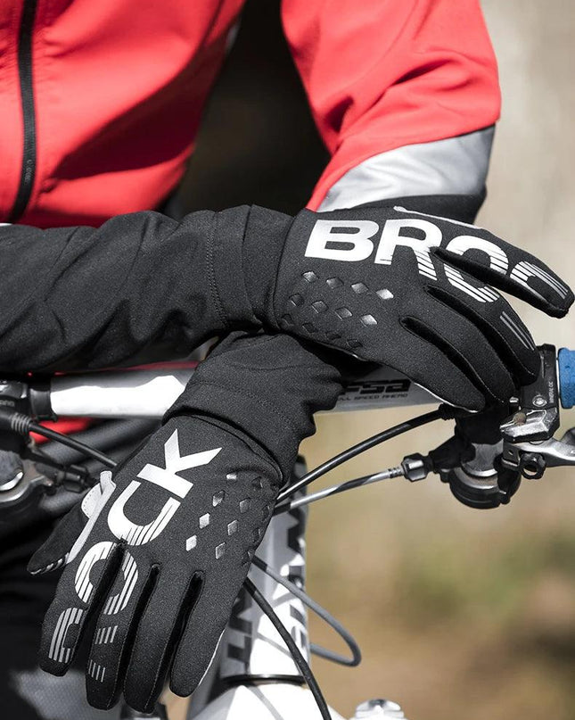 ROCKBROS Cycling Gloves Shockproof Wear Resistant SBR Men Women Full Finger Windproof Gloves Breathable Lengthen  Warm MTB Glove