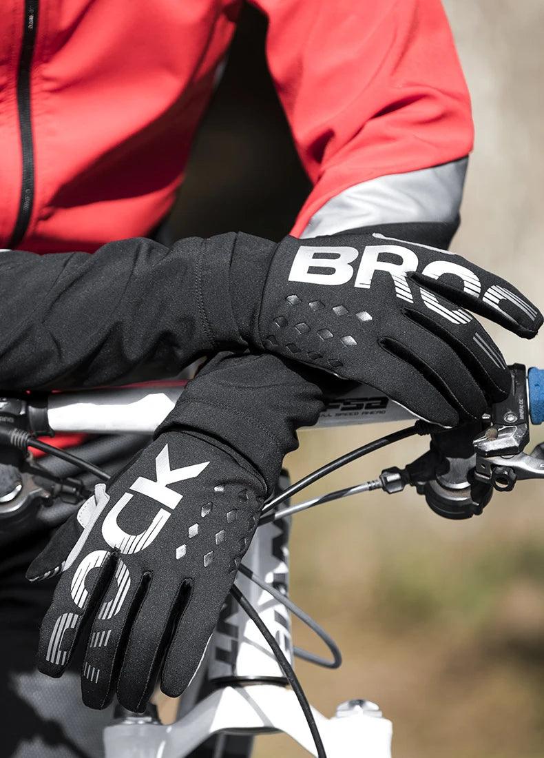 ROCKBROS Cycling Gloves Shockproof Wear Resistant SBR Men Women Full Finger Windproof Gloves Breathable Lengthen  Warm MTB Glove