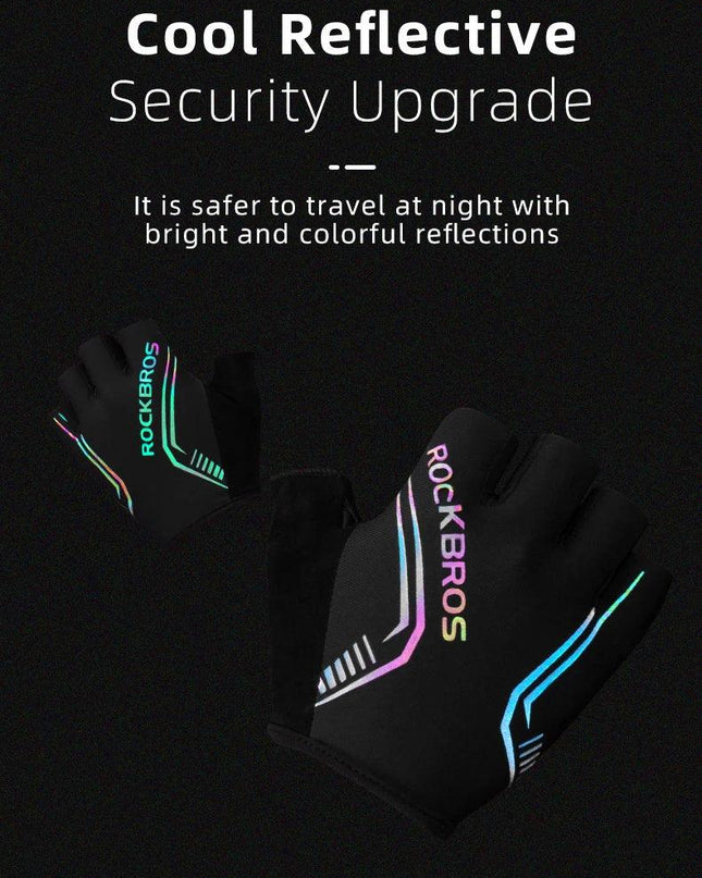 ROCKBROS MTB Road Male Cycling Gloves High Reflective Ant-slip Shockproof Fingerless Gloves For Bicycle Motorcycle Accessories