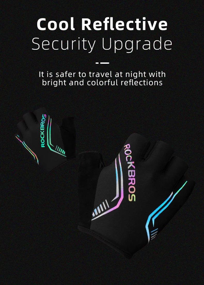 ROCKBROS MTB Road Male Cycling Gloves High Reflective Ant-slip Shockproof Fingerless Gloves For Bicycle Motorcycle Accessories