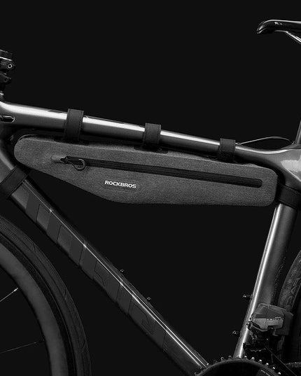 ROCKBROS 1.5L Full Waterproof Bike Bag Front Tube Triangle Lengthed Double Zipper Scratch-resistant Bicycle Bag Bike Accessories