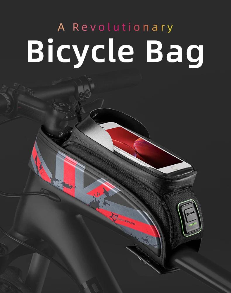 ROCKBROS Bicycle Bag MTB Road Bike Bag Rainproof Touch Screen Cycling Front Tube Frame Bag 5.8/6.0 Phone Case Bike Accessories