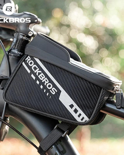 ROCKBROS Front Bike Bag Sensitive Touch Screen Reflective 1L Bicycle Bag Double Zipper Separate Storage Bag MTB Bike Accessories