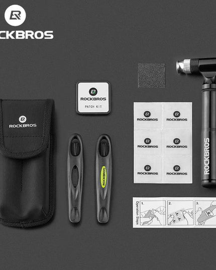 ROCKBROS Bicycle Tools 130Psi AV/FV Aluminum Alloy Pump Multi Tool Soft Rubber Tire Patch Tire Lever Multitool Bike Accessories