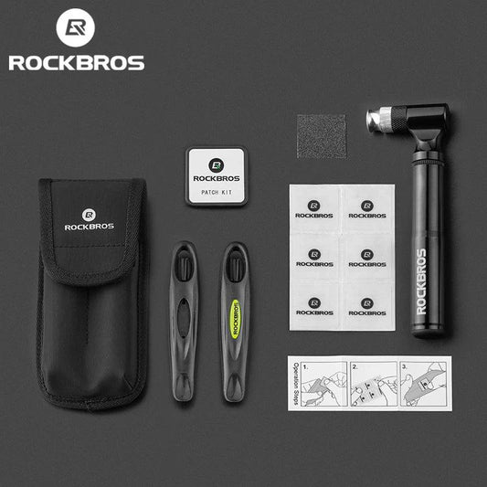 ROCKBROS Bicycle Tools 130Psi AV/FV Aluminum Alloy Pump Multi Tool Soft Rubber Tire Patch Tire Lever Multitool Bike Accessories