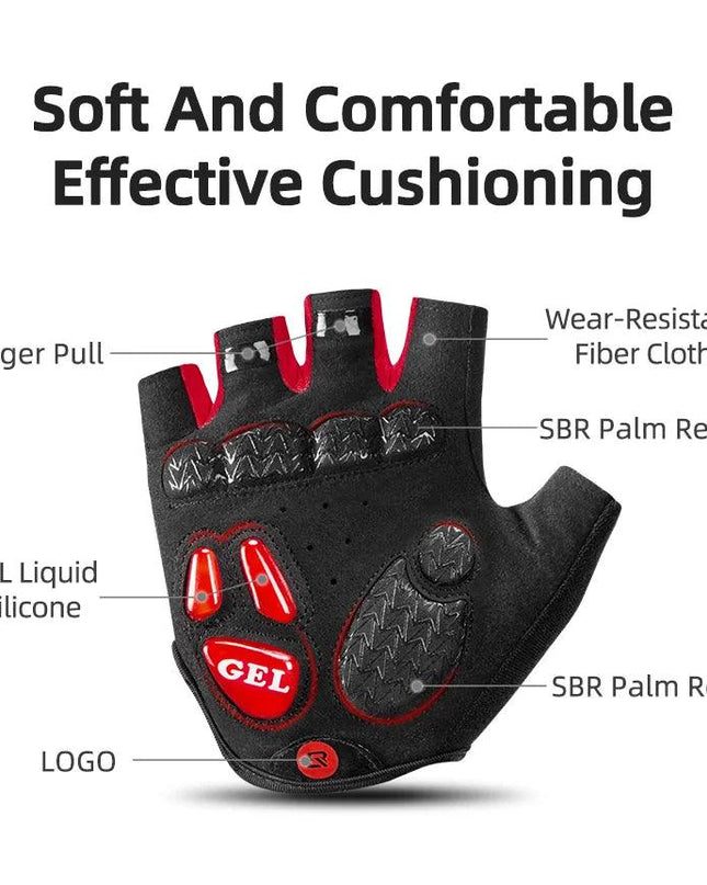 ROCKBROS Cycling Gloves Half Finger Shockproof Wear Resistant Breathable MTB Road Bicycle Gloves Men Women Sports Bike Equipment